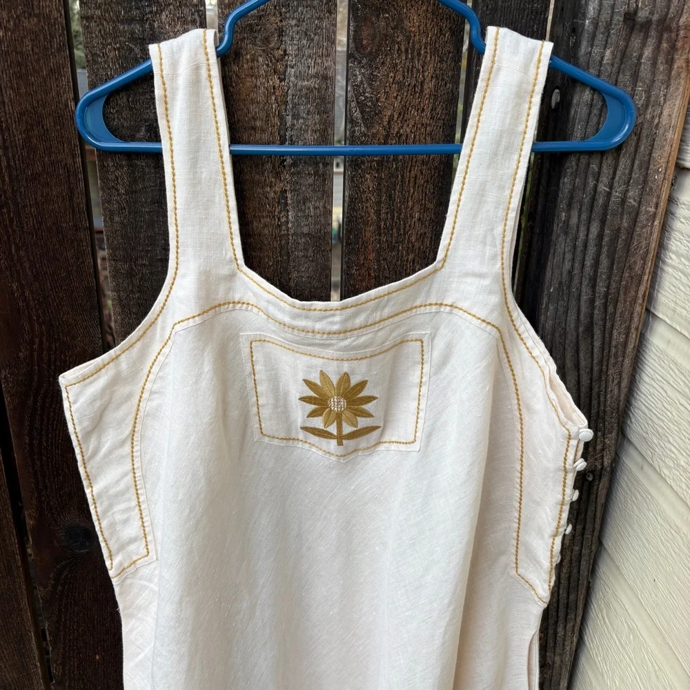 Christy Dawn The Khadia 100% Linen Floral Embroidery Dress NWOT In Cream Sz XL - Picture 7 of 15